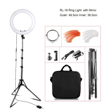 55W RL-18 LED Ring Light Kits 18-inch Makeup Lamp Support 180 Degree Rotate Selfie/Live Video Photo Shooting Photographic Kit